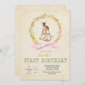 Invitation de fille de cerf pour premier anniversa (Devant / Derrière)
