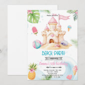 Invitation de fille de château de sable (Devant / Derrière)