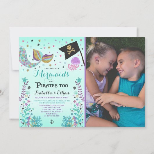 Invitation de fille de garçon d'enfant de mêmes (Devant)