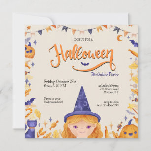 Invitation de fille de la fête d'Halloween