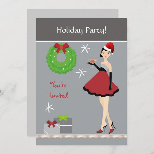 Invitation de Fille de Noël (Devant / Derrière)