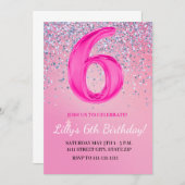 Invitation de fille de sixième anniversaire (Devant / Derrière)