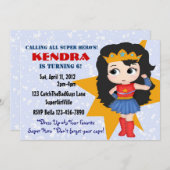 Invitation de fille de super héros (Devant / Derrière)