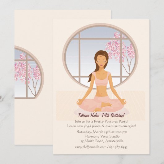 Invitation de fille de yoga (Devant / Derrière)