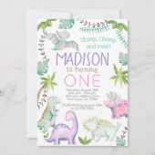 Invitation de fille Dinosaur (Devant)