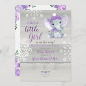 Invitation de fille éléphante, gris rustique, neig (Devant / Derrière)