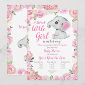 Invitation de fille éléphante, rose rustique, rose (Devant / Derrière)