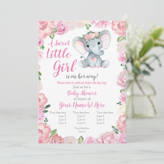Invitation de fille éléphante, rose rustique, rose (Debout devant)