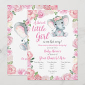 Invitation de fille éléphante, rose rustique, rose (Devant / Derrière)