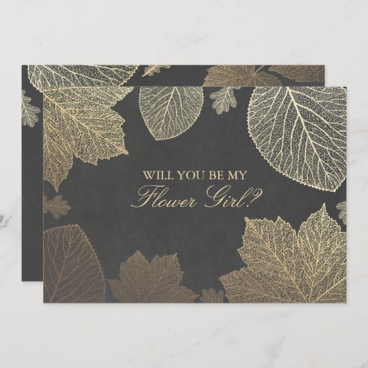 Invitation de fille Mariage de automne Feuille d'o (Devant / Derrière)