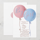 Invitation De Fille Ou De Garçon Ballons De Révéla (Devant / Derrière)