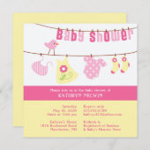 Invitation de fille rose baby shower (Devant / Derrière)