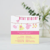 Invitation de fille rose baby shower (Debout devant)