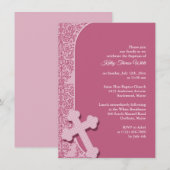 Invitation de fille rose Baptême (Devant / Derrière)
