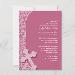 Invitation de fille rose Baptême