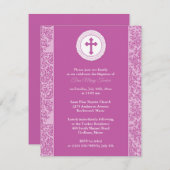 Invitation de fille rose Baptême (Devant / Derrière)