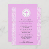 Invitation de fille rose Baptême (Devant / Derrière)