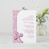 Invitation de fille rose Baptême (Debout devant)