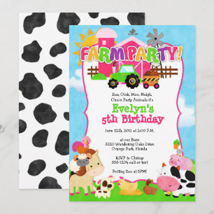 Invitation de filles à la ferme - Anniversaire de