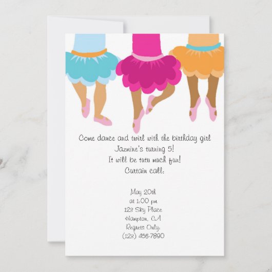Invitation de filles d'Afro-américain de ballet (Devant)
