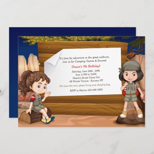 Invitation de filles de camping (Devant / Derrière)