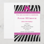 Invitation de filles roses et zèbres (Devant / Derrière)