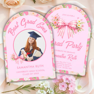 Invitation de fin d'études avec nœud à fleurs sauv