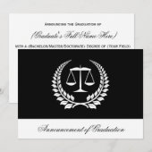 Invitation de fin d'études de droit Black/White La (Devant / Derrière)