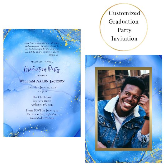 Invitation de fin d'études de style Ocean Flow or
