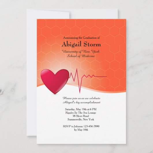 Invitation de fin d'études d'électrocardiogramme c (Devant)