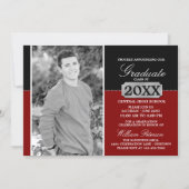 Invitation de fin d'études en argent plaqué rouge/ (Devant)