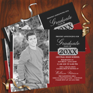Invitation de fin d'études en argent plaqué rouge/