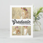 Invitation de fin d'études en script rétro noir à  (Debout devant)