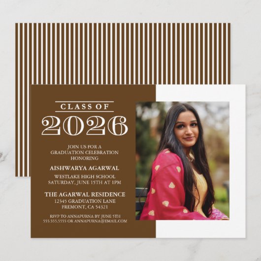INVITATION DE FIN D'ÉTUDES PROMOTION 2026 CLASSIQU (Devant / Derrière)