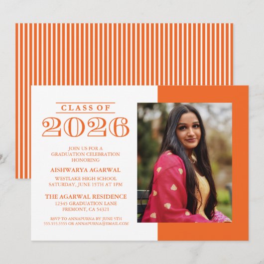 INVITATION DE FIN D'ÉTUDES PROMOTION 2026 CLASSIQU (Devant / Derrière)
