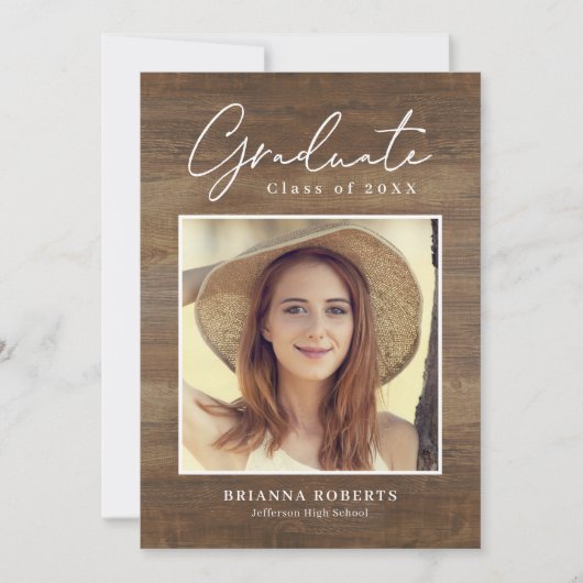 Invitation de fin d'études Rustique (Devant)