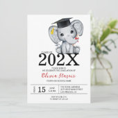 Invitation de fin d'études sur l'éléphant mignon (Debout devant)