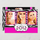 Invitation de fin d'études Zebra moderne branchée (Devant / Derrière)