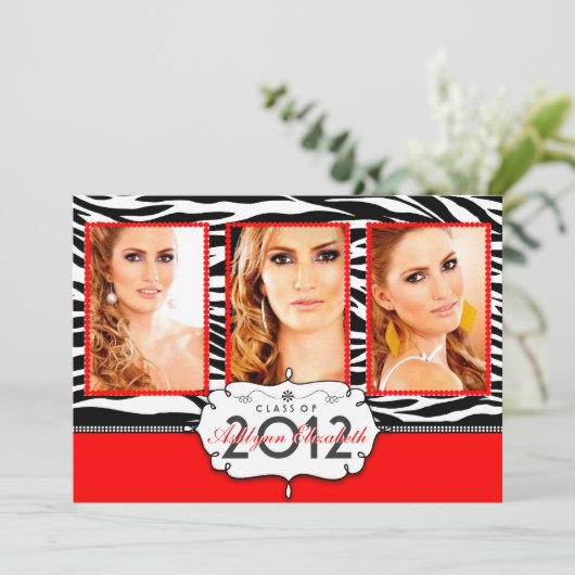 Invitation de fin d'études Zebra moderne branchée (Debout devant)