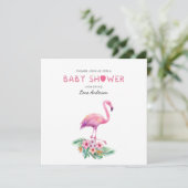 Invitation de Flamant rose d'aquarelle simple (Debout devant)
