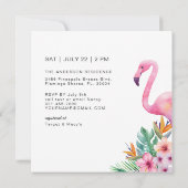 Invitation de Flamant rose d'aquarelle simple (Dos)