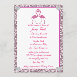 Invitation de Flamant rose de Parties scintillant