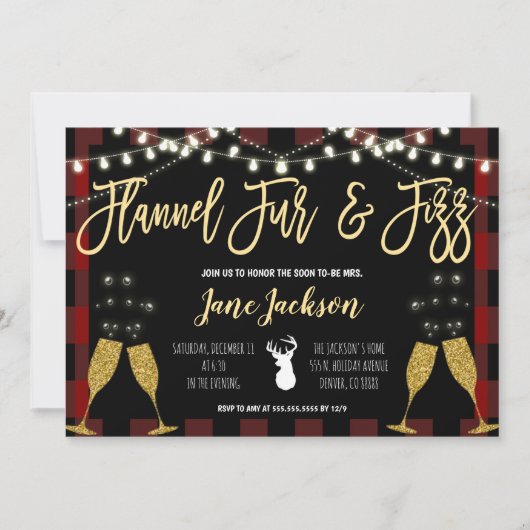 Invitation de Flannel Fur et Fizz Party (Devant)