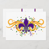 Invitation de Fleur-De-Lis de mardi gras (Devant / Derrière)