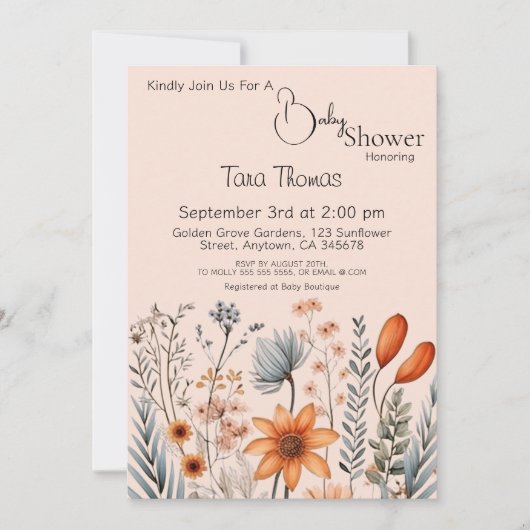 Invitation de Fleur sauvage Boho rustique (Devant)