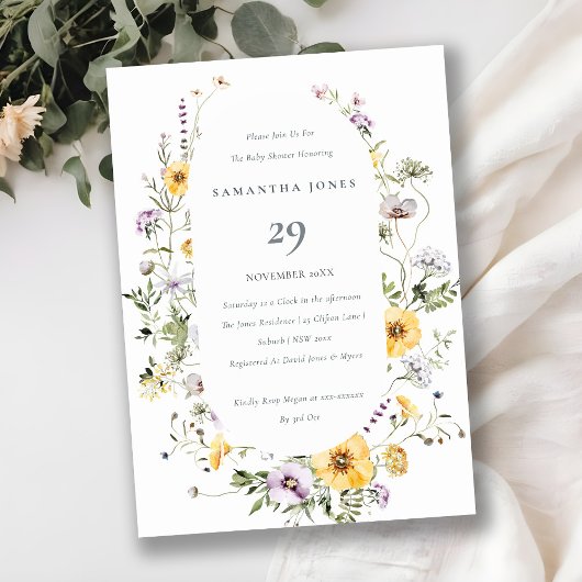 Invitation de Fleur sauvage de cadre Lilac jaune