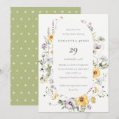Invitation de Fleur sauvage de cadre Lilac jaune (Devant / Derrière)