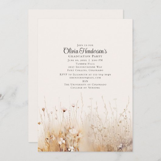 Invitation de Fleur sauvage d'été (Devant / Derrière)