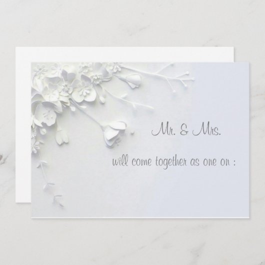 Invitation de fleur simple 3D blanche (Devant / Derrière)