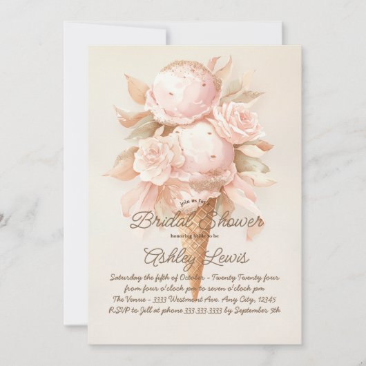 Invitation de fleurs de cône de glace, douche bohè (Devant)